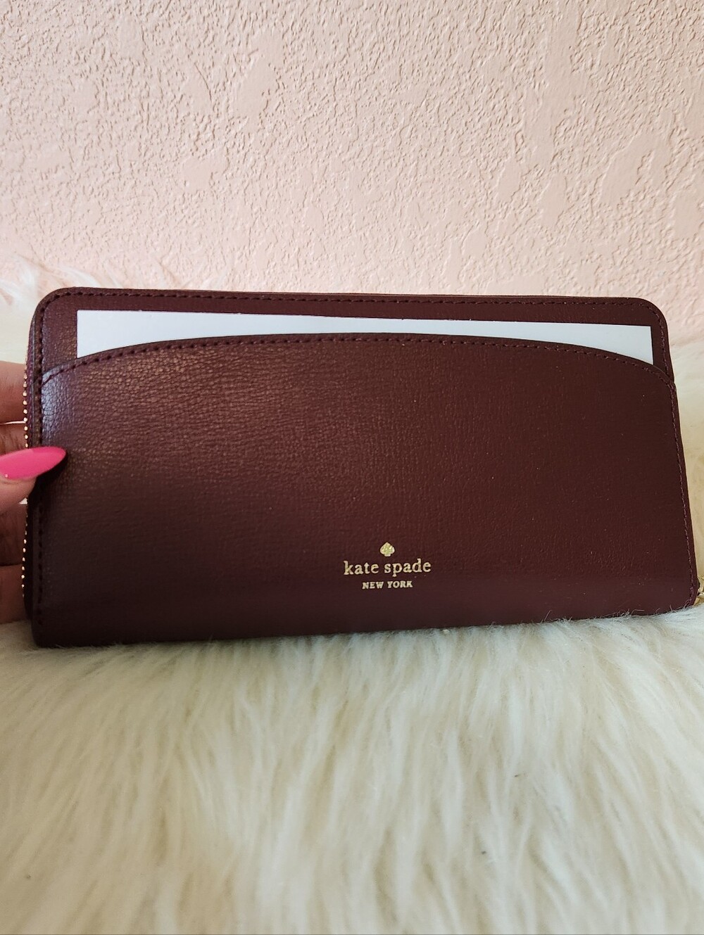 Kate Spade Adele Burgundy Leather Continental Zip-Around Wallet